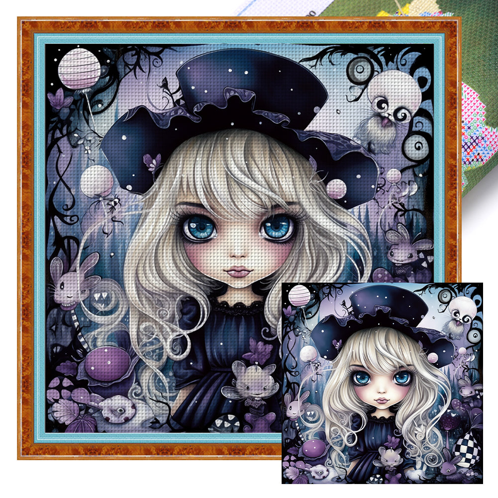 Huancan - Big-Eyed Doll - 60*60CM 11CT 3 Stamped Cross Stitch