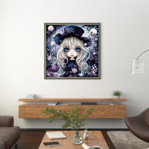 Huancan - Big-Eyed Doll - 60*60CM 11CT 3 Stamped Cross Stitch