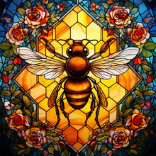 Load image into Gallery viewer, Flower And Bee Glass Painting 40*40CM(Canvas) Full Round Drill Diamond Painting
