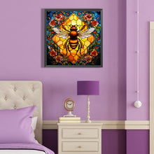 Load image into Gallery viewer, Flower And Bee Glass Painting 40*40CM(Canvas) Full Round Drill Diamond Painting

