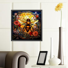 Load image into Gallery viewer, Flower And Bee Glass Painting 40*40CM(Canvas) Full Round Drill Diamond Painting
