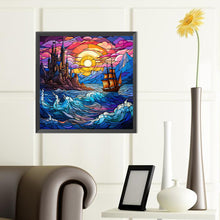 Load image into Gallery viewer, Mountain And River Glass Painting 40*40CM(Canvas) Full Round Drill Diamond Painting
