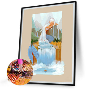 Silver-Haired Mermaid Falling Into Sleep 40*50CM(Canvas) Full Round Drill Diamond Painting