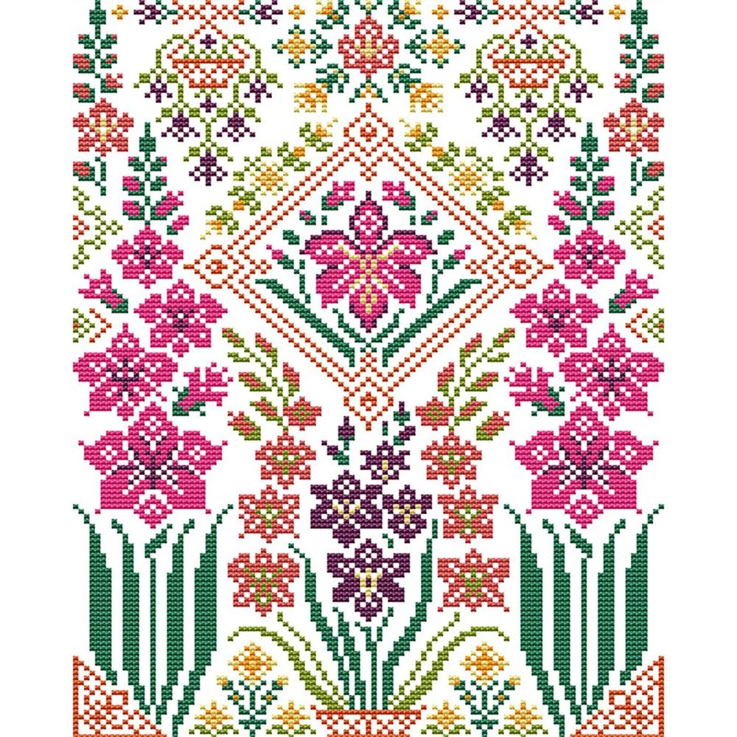 Embroidery Flowers - Partial 14CT Stamped Cross Stitch 27x35CM - Joy Sunday