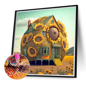 Sunflower House 40*40CM(Canvas) Full Round Drill Diamond Painting