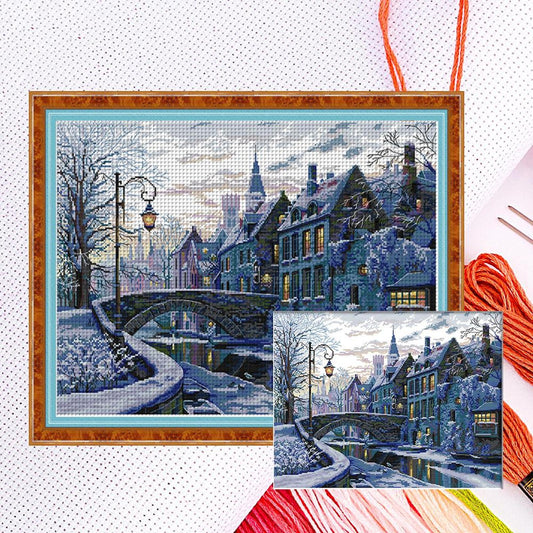 Winter Night - Full 14CT Counted Cross Stitch 54x43CM - Joy Sunday Backstitch