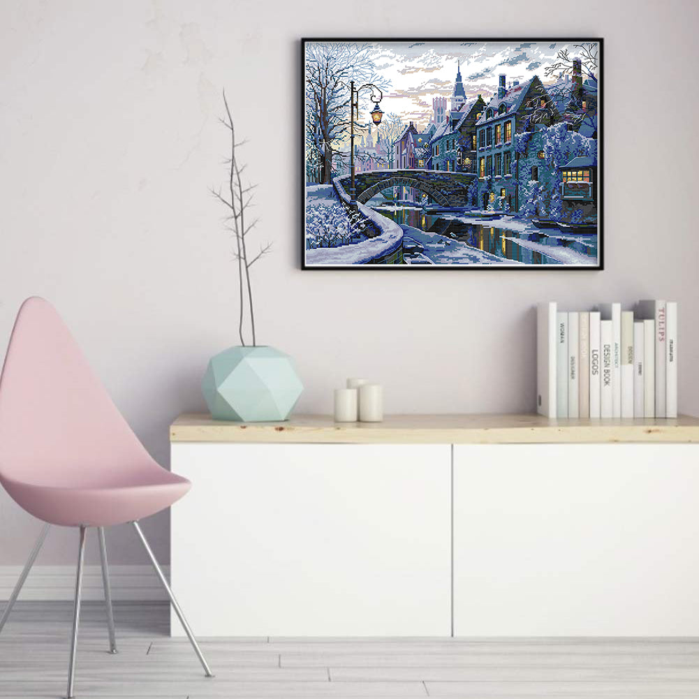 Winter Night - Full 14CT Counted Cross Stitch 54x43CM - Joy Sunday Backstitch