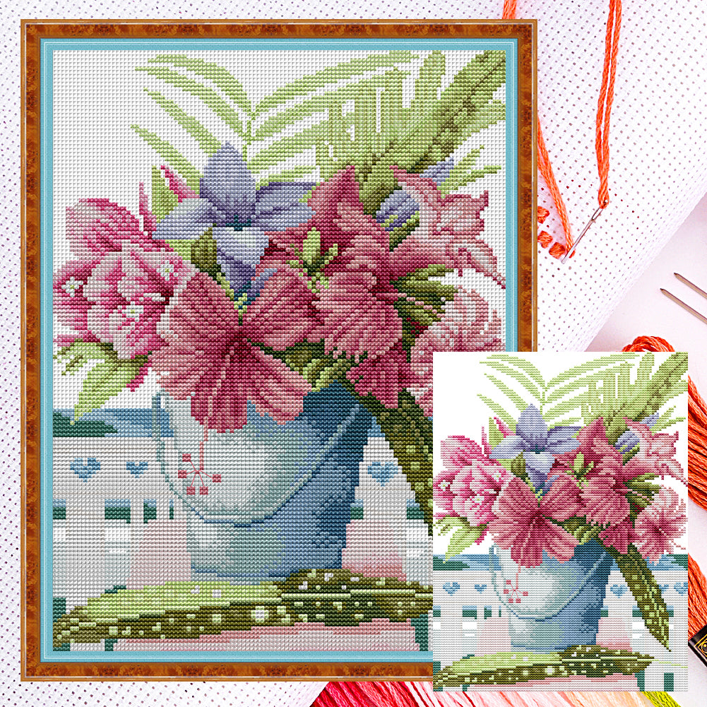 Fresh Flowers - Partial 14CT Counted Cross Stitch 26x34CM - Joy Sunday Backstitch
