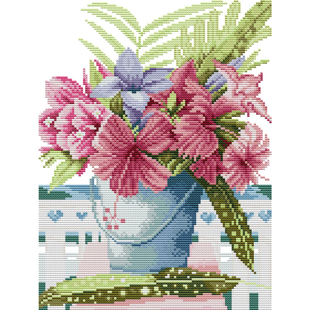 Fresh Flowers - Partial 14CT Counted Cross Stitch 26x34CM - Joy Sunday Backstitch