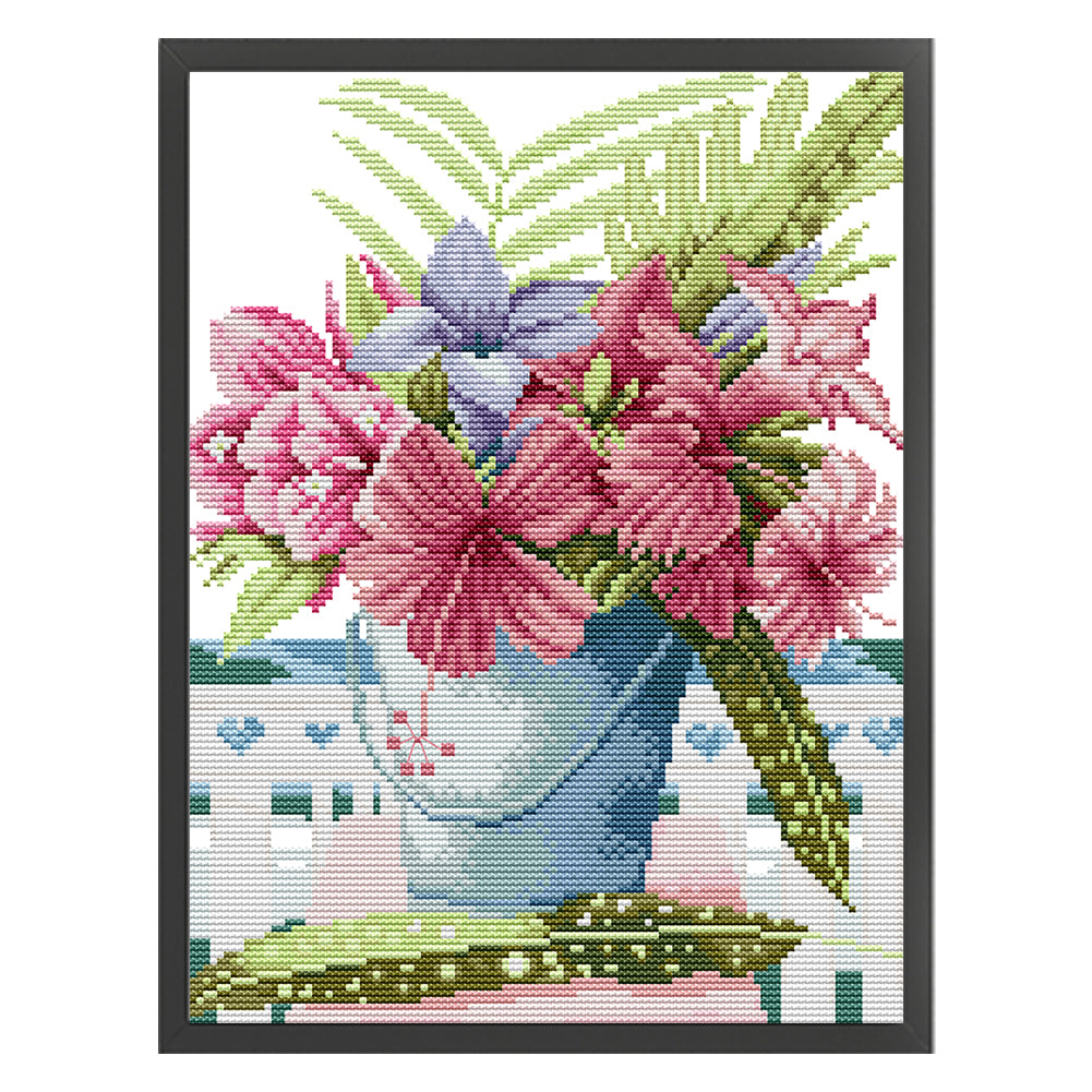 Fresh Flowers - Partial 14CT Counted Cross Stitch 26x34CM - Joy Sunday Backstitch