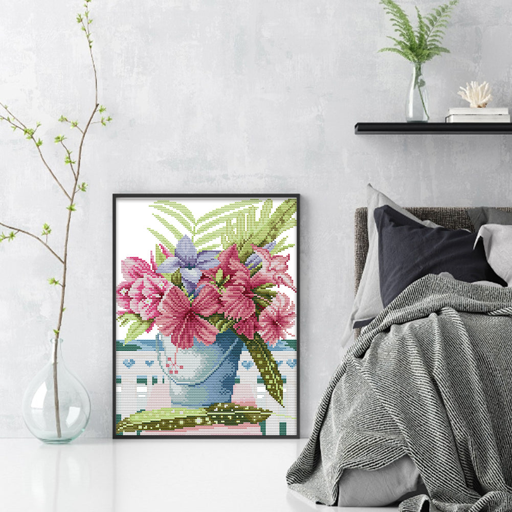 Fresh Flowers - Partial 14CT Counted Cross Stitch 26x34CM - Joy Sunday Backstitch