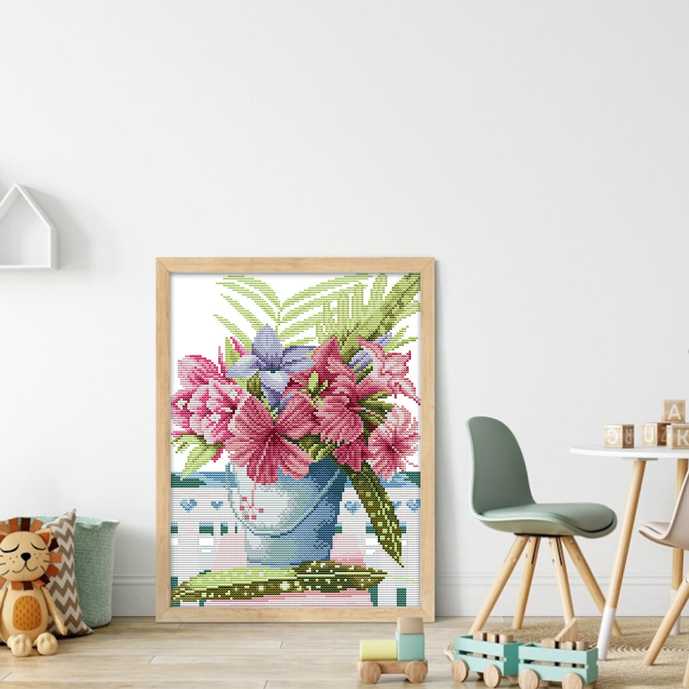 Fresh Flowers - Partial 14CT Counted Cross Stitch 26x34CM - Joy Sunday Backstitch