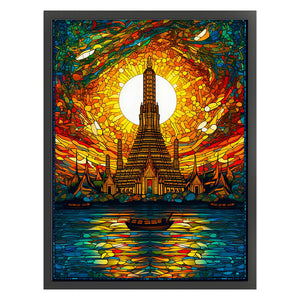 Huancan - Glass Painting - Wat Arun, Bangkok - 50*65CM 14CT 2 Stamped Cross Stitch