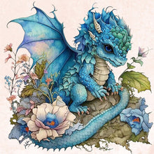 Load image into Gallery viewer, Huancan - Cute Flowers And Pterosaurs - 50*50CM 11CT 3 Stamped Cross Stitch
