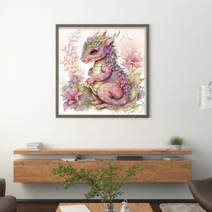 Huancan - Cute Flowers And Pterosaurs - 50*50CM 11CT 3 Stamped Cross Stitch