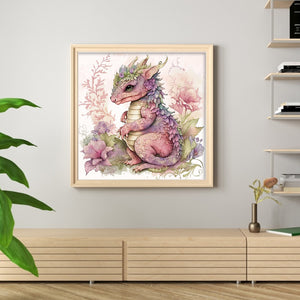 Huancan - Cute Flowers And Pterosaurs - 50*50CM 11CT 3 Stamped Cross Stitch
