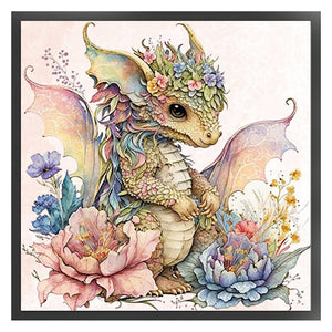 Huancan - Cute Flowers And Pterosaurs - 50*50CM 11CT 3 Stamped Cross Stitch