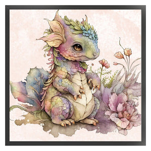 Huancan - Cute Flowers And Pterosaurs - 50*50CM 11CT 3 Stamped Cross Stitch