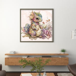 Huancan - Cute Flowers And Pterosaurs - 50*50CM 11CT 3 Stamped Cross Stitch