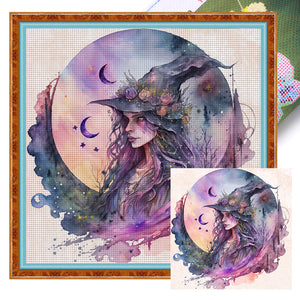 Huancan - Witch - 50*50CM 11CT 3 Stamped Cross Stitch
