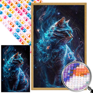 Galaxy Cat 40*65CM(Picture) Full Round Drill Diamond Painting