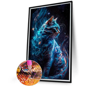 Galaxy Cat 40*65CM(Picture) Full Round Drill Diamond Painting