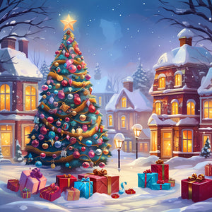 Winter Christmas Tree 40*40CM(Canvas) Full Round Drill Diamond Painting