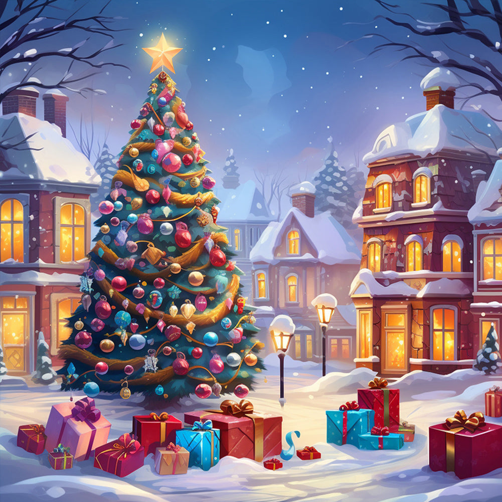 Winter Christmas Tree 40*40CM(Canvas) Full Round Drill Diamond Painting