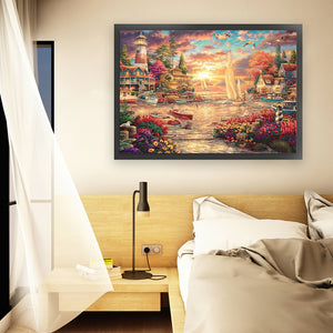 Huancan - Sunset Landscape - 60*45CM 18CT 2 Stamped Cross Stitch