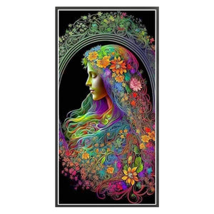 Yishu - Girl With Flowers - 50*100CM 11CT 3 Stamped Cross Stitch