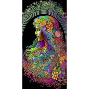 Yishu - Girl With Flowers - 50*100CM 11CT 3 Stamped Cross Stitch
