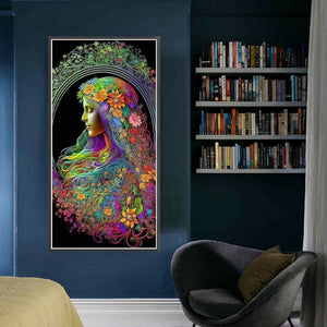 Yishu - Girl With Flowers - 50*100CM 11CT 3 Stamped Cross Stitch