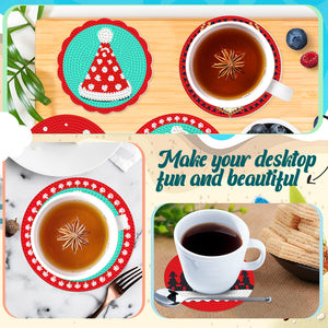 Christmas 8PCS Diamond Painting Art Coaster Kit Acrylic Special Shape Santa (1)