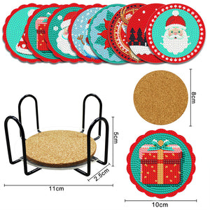 Christmas 8PCS Diamond Painting Art Coaster Kit Acrylic Special Shape Santa (1)