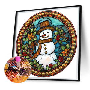Christmas Snowman 30*30CM(Canvas) Partial Special Shaped Drill Diamond Painting