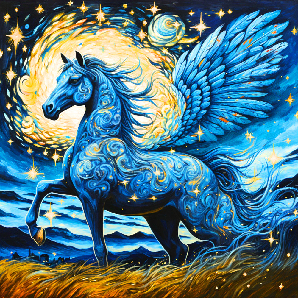 Gorgeous Blue Pegasus 40*40CM(Canvas) Full Round Drill Diamond Painting