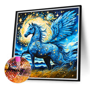 Gorgeous Blue Pegasus 40*40CM(Canvas) Full Round Drill Diamond Painting