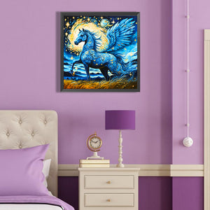 Gorgeous Blue Pegasus 40*40CM(Canvas) Full Round Drill Diamond Painting