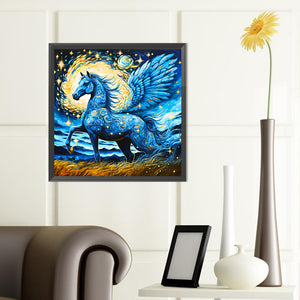 Gorgeous Blue Pegasus 40*40CM(Canvas) Full Round Drill Diamond Painting