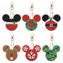 Load image into Gallery viewer, Christmas Full Drill Keyring Double Sided Special Shape (6pcs Xmas Mickey Mouse)
