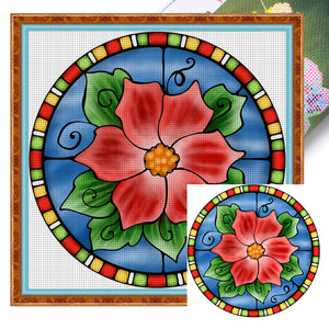 Yishu - Christmas Glass Painting - 40*40CM 11CT 3 Stamped Cross Stitch
