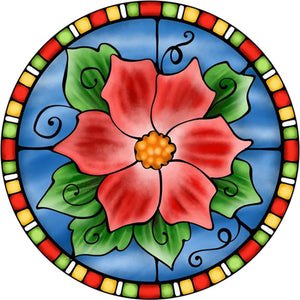 Yishu - Christmas Glass Painting - 40*40CM 11CT 3 Stamped Cross Stitch