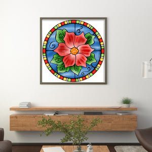 Yishu - Christmas Glass Painting - 40*40CM 11CT 3 Stamped Cross Stitch