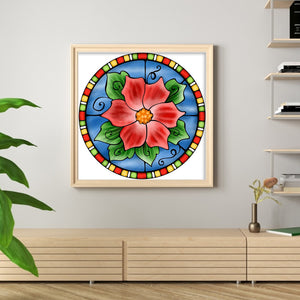 Yishu - Christmas Glass Painting - 40*40CM 11CT 3 Stamped Cross Stitch