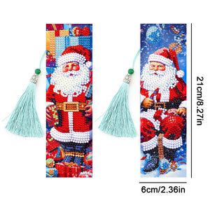 2PCS Christmas Special Shape Diamond Art Bookmarks Pendant Santa (2)