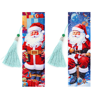 2PCS Christmas Special Shape Diamond Art Bookmarks Pendant Santa (2)