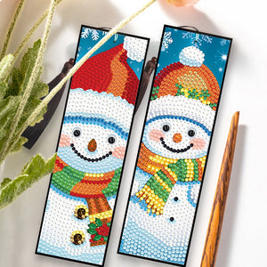 2PCS Christmas Special Shape Diamond Art Bookmarks Pendant Santa (5)