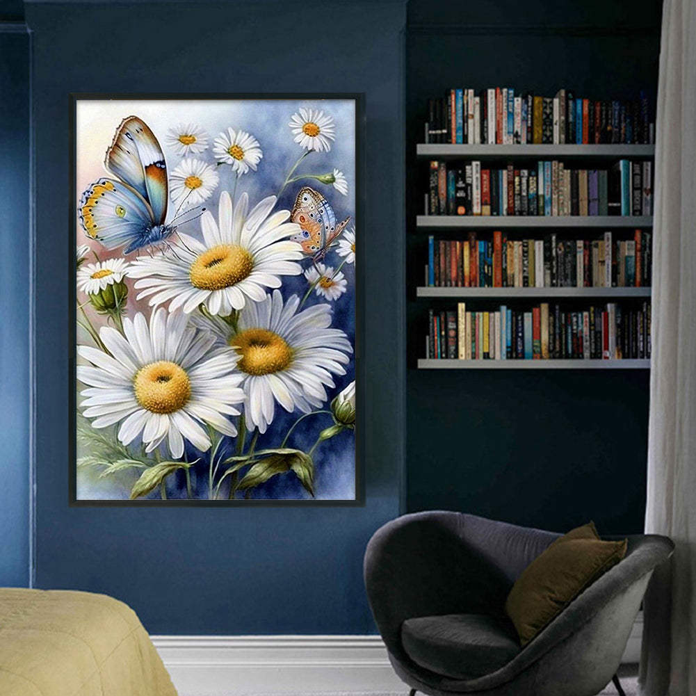 Butterfly And Daisy - Full 11CT Stamped Cross Stitch 40x60CM - Yishu