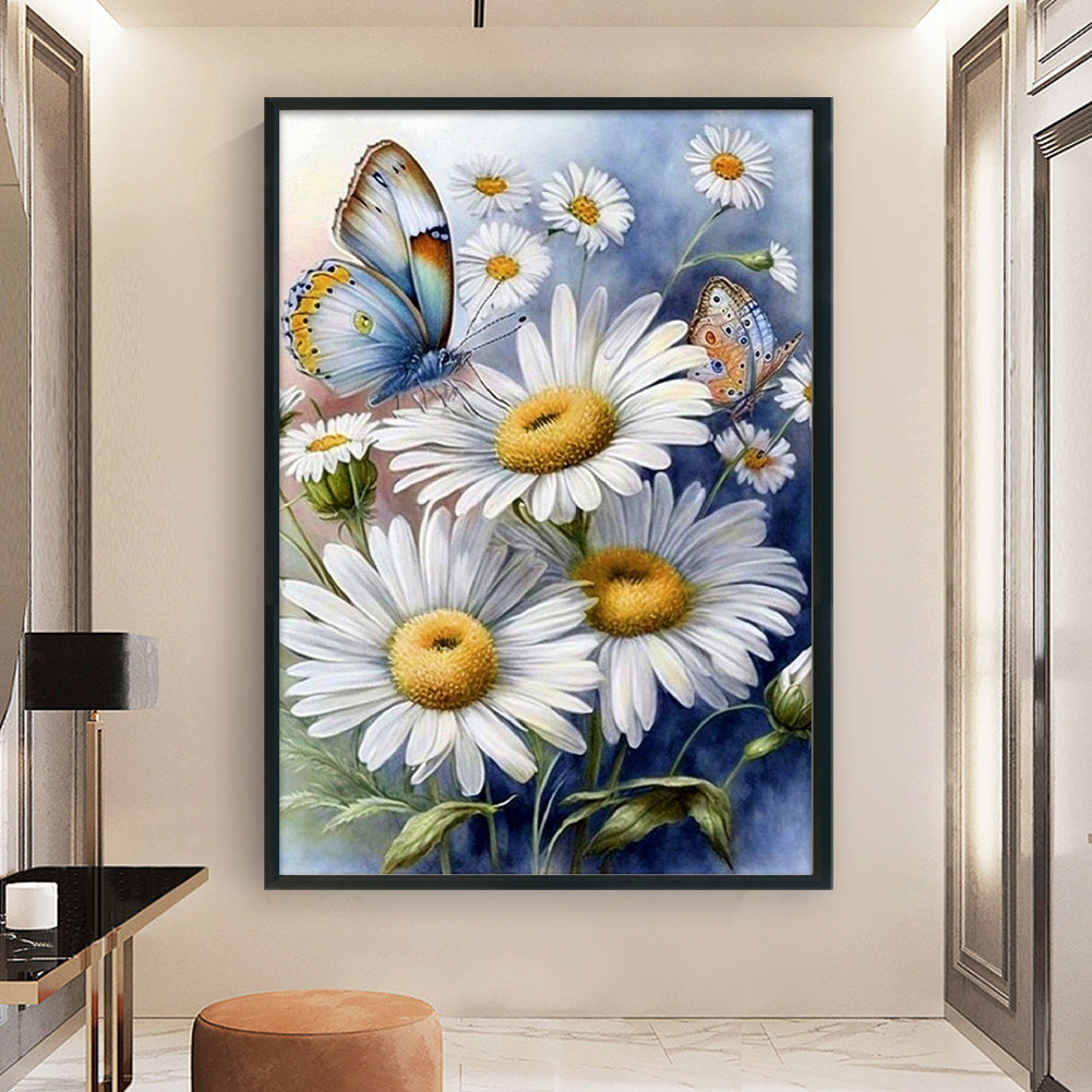 Butterfly And Daisy - Full 11CT Stamped Cross Stitch 40x60CM - Yishu