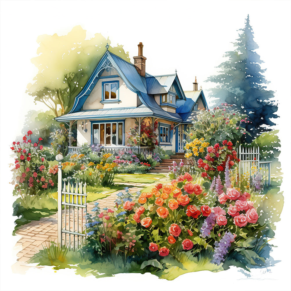 Garden House 40*40CM(Canvas) Full Round Drill Diamond Painting